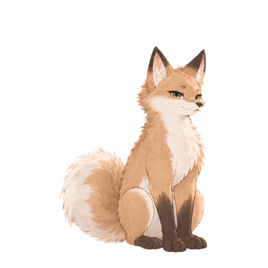 Hangy, a sandy-gold fox with a white chest and a quietly confident expression